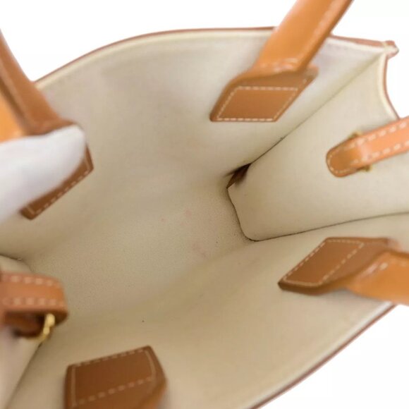 CELINE Logo Vertical Cabas 2Way Mini Hand Tote Bag Canvas Leather Brown - Picture 8 of 16